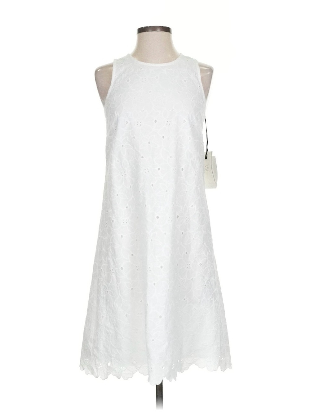 W by Worth White Sleeveless Eyelet A-Line Dress